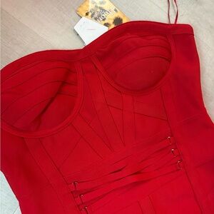 Hybrid & Company Vibrant Red Strapless Dress